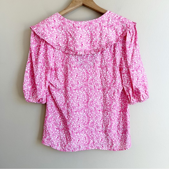 WAYF Amie Button Up Blouse Cherise Ditsy Floral XS cottagecore prairie - Picture 5 of 11